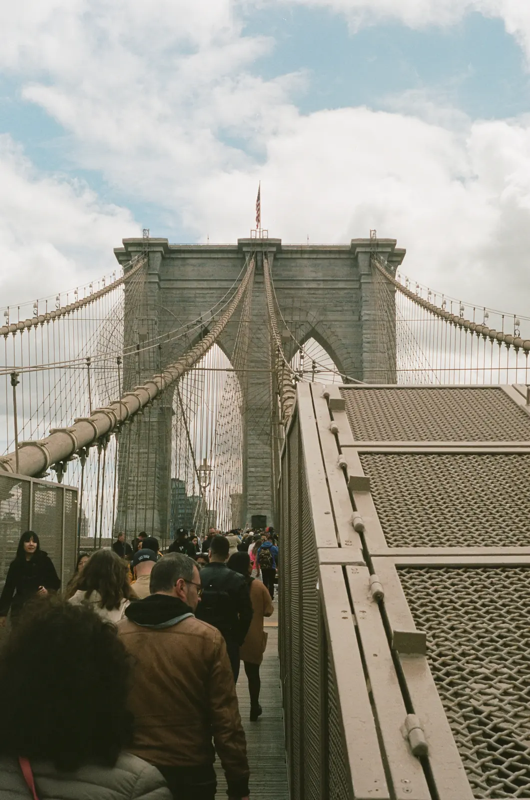 Suspension bridge framed from above
